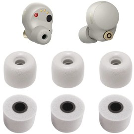 JNSA Replacement for Sony WF-1000XM4 WF-XB700 Memory Foam Ear Tips Noise Canceling Foam Eartips Ear Cap Ear Tip L Size 3 Pairs, [Fit in Case], Silver,Large Size (FoamXM4S3PL)