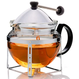 OVENTE Glass Teapot with Removable Stainless-Steel Infuser for Blooming Tea and Loose Leaf, 17oz Borosilicate Glass Tea Maker Perfect for Personal and Everyday Use, Clear FGH17T