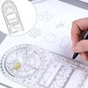 Multifunctional Drawing Ruler, Multifunctional Geometric Ruler, CuiCanfla 4 Pieces Geometric