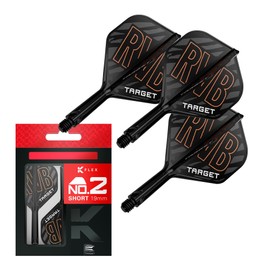 TARGET Darts Raymond van Barneveld K Flex Flights and Shaft System, No.2 (Short, 19mm) | Pack of 3 Kflex All In One Flights, Player Edition Darts Accessories | K-Flex Dart Stem