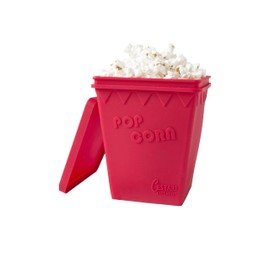Microwave Popcorn Popper | Replaces Microwave Popcorn Bags | Healthy Air Popped Popcorn - No Oil Needed | BPA Free Premium European Grade Silicone Popcorn Maker by Cestari Kitchen (Red Makes 8 cups)