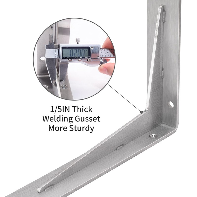 YUMORE Shelf Bracket Heavy Duty 14x8x2 in, 1/5IN Extra Thick