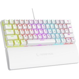 Rampage K60 Mechanical Gaming Keyboard – 62 Keys, Compact 60% Layout, Blue Switches, LED Backlit, Anti-Ghosting, Wired (White, Windows/Mac Compatible)