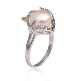 Sweet & Happy Girl's Store 11-12 mm Pink Pearl White Gold ¨¹Plated Ring US Size # 6 - # 8 by Occasional