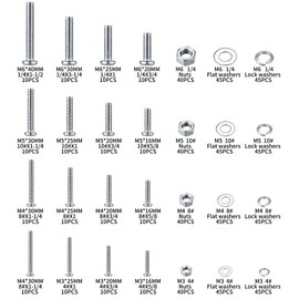 TOOINKCV 680 Pcs Cross Pan Head Screws Botls and Nuts and Washers Assortment Set, Stainless Steel Round Head Machine Screws Nuts and Bolts and Flat & Lock Washers Set for Home Office Industrial