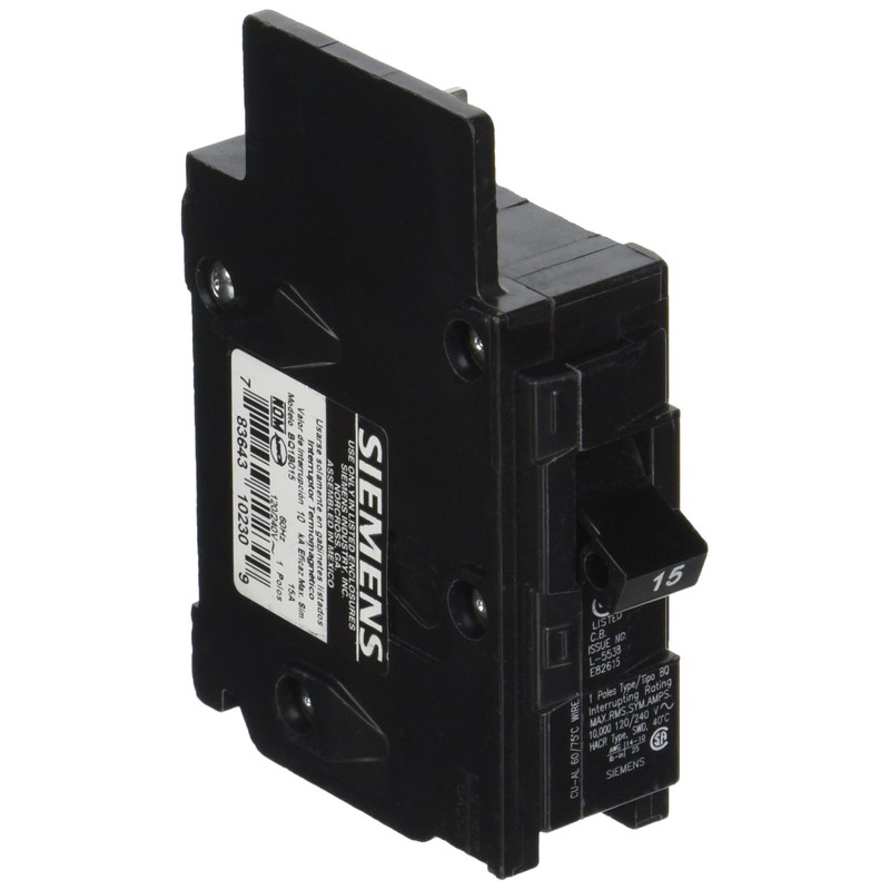 Siemens BQ1B015 15-Amp Single Pole 120-Volt10KAIC Lug In/Lug Out Breaker