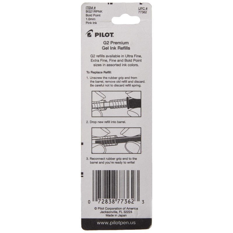Pilot, G2 Gel Ink Refills, Bold Point 1 mm, Pink,
