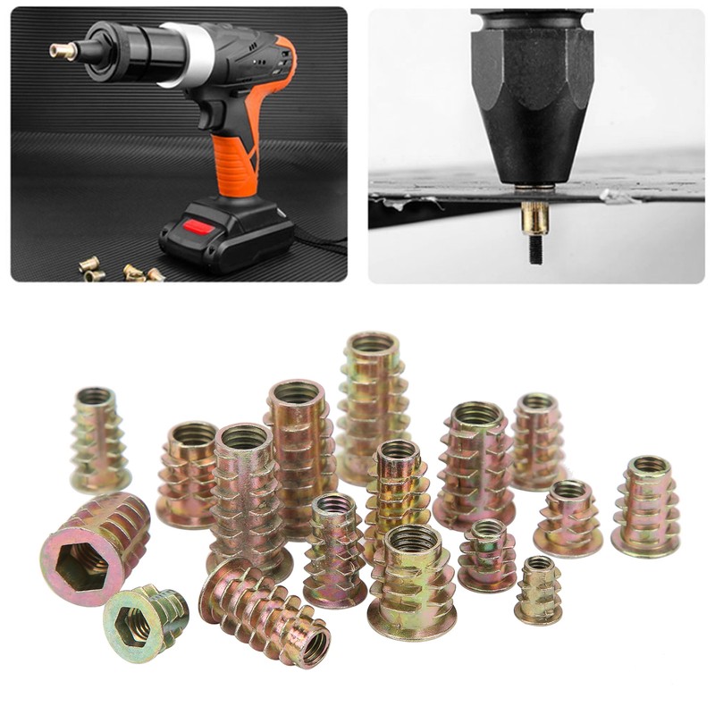 149Pcs Hex Insert Nut Iron Galvanized Drive Head Wood Furniture