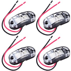 OCPTY 4Pcs Trailer Truck White 2.5" Oval Led Lamp 2 Diode Side Marker Light