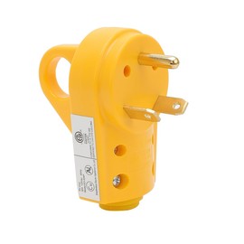 Nema TT-30P 30A 12V Male Plug,30Amp Heavy Duty RV Replacement Plug, 30AMP Plug for Camper Trailer Extension Power Cord. 30A 125V Camper Trailer AC Plug Yellow