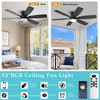 52inch Black Ceiling Fans with Lights and Remote/App Control, Low