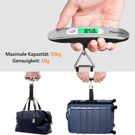 Freetoo Digital Luggage Scales, Portable Hanging Scales, LCD Display with Backlight Tare Function, Practical for Travel/Family Life, up to 50 kg, silver