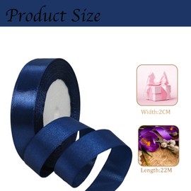 Satin Ribbon Deep Blue 20 mm Wide Gift Ribbon Satin, 22 m Satin Ribbons Deep Blue Thick Ribbon Decorative Ribbon Silk Ribbon Gift Wrapping Fabric Ribbon Gift Ribbons for Decorating Crafts Dress