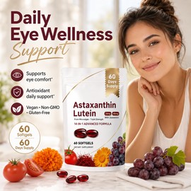 Astaxanthin Eye Support Capsules for Women – Vegan Daily Wellness Supplement for Eye, Skin & Joint Care