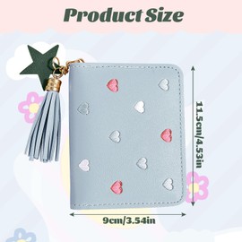RUGBOL Girls Purse, Heart Shaped Cute Wallet for Women Small Purses Small Leather Purse Coin Purse Elegant Youthful and Cute Card Holder for Ladies Girls Women (Blue)