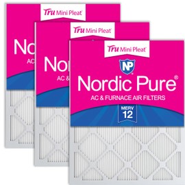 Nordic Pure 24x30x1 (23 1/2 x 29 1/2 x 3/4) Tru Mini Pleat MERV 12 AC Furnace Air Filters – 2.5X More Media for Longer-Lasting, High-Efficiency Filtration - 3 Pack