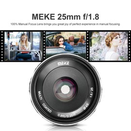 Meike 25mm f/1.8 Large Aperture Wide Angle Lens Manual Focus Lens for Sony Mirrorless Emount Cameras