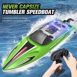 jaming 2.4Ghz RC Boat,25KPH Fast Speed RC Boat,14 inch Remote Control Boats for Kids and Adults, Waterproof Toy Boats for Lakes & Pools Gifts for Kids Boys (Green)
