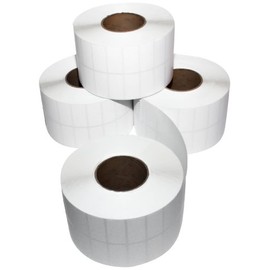Compulabel Thermal Transfer Shipping Labels, 2 inch x 1 inch, White, Permanent Adhesive, Perforations Between Labels, 11000 Per Roll, 4 Rolls
