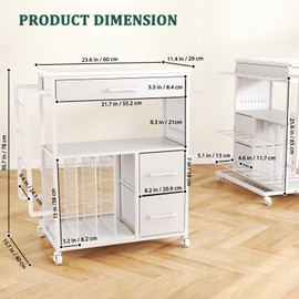 Wrapping Paper Storage Cart (2025 Upgraded), Rolling Gift Wrapping Organizer with Silent Universal Wheel, Wrapping Paper Organizer, Craft Storage with Ribbon and Gift Bag Storage