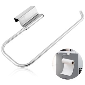 12.4 Inches Cabinet Door Paper Towel Holder Camper Under Sink Paper Towel Storage No Drill Stainless Steel Kitchen Tissue Hanger for Bathroom(Color:Silver)