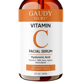 100% PURE VITAMIN C SERUM FOR FACE, Anti Aging Serum with Hyaluronic Acid, Vitamin E, MSM, Aloe Vera, Jojoba Oil, Amino Blend, Hydrating Serum for Dark Spots, Fine Lines and Wrinkles, Skin Repair, Pore Clearing, Acne Scars, Organic Vegan Ingredients - DOUBLE SIZED (2 OZ)