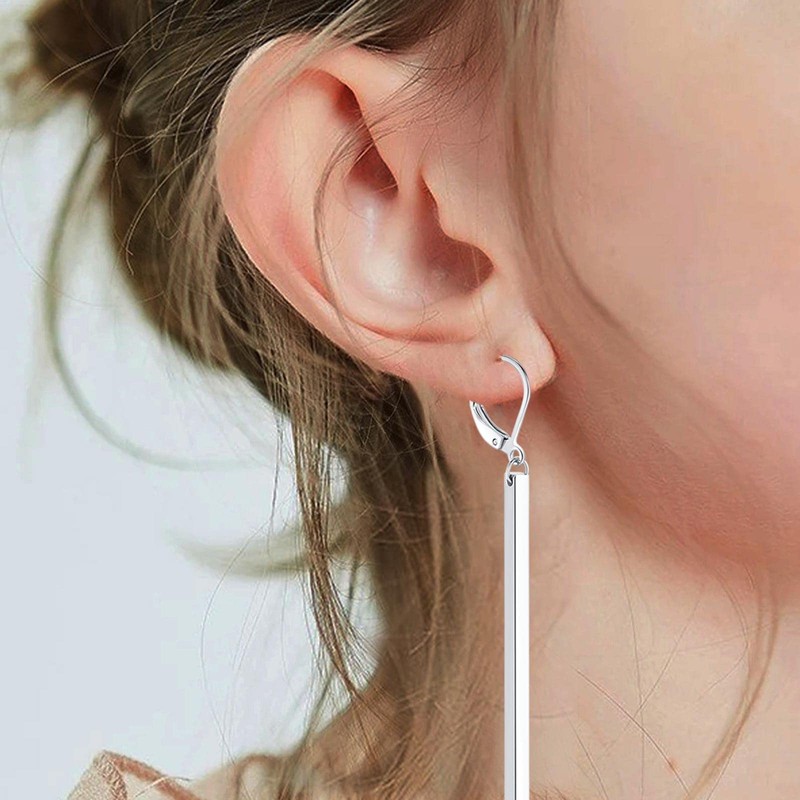 Long Bar Drop Earrings for Women - 50mm Stainless Steel