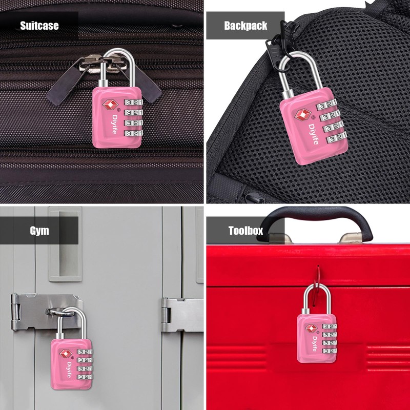 Diyife TSA Luggage Locks, [Updated Version] 4-Digit Security Padlock, [2