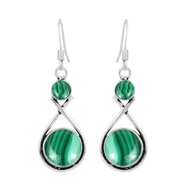 Natural Malachite Earrings for Women Mom Wife 925 Silver Overlay handmade Dangle Earrings