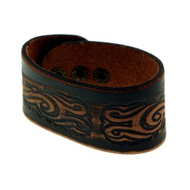 Trendy faux leather strap bracelet with tribal design 9B25M