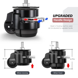ANDUTEES Leveling Casters Set of 4, Heavy Duty Workbench Stem Caster Wheels with T-Nuts, Adjustable Retractable Swivel Industrial Castors with Ratchet Handle, Load 4400 Lbs (Stem Size 1/2" and M12)