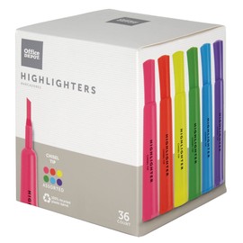 Office Depot® Brand Chisel-Tip Highlighter, 100% Recycled Plastic Barrel, Assorted Fluorescent Colors, Pack Of 36