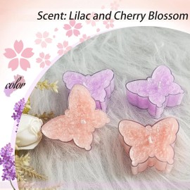 Lilac Cherry Blossom Scented Tealight Candles Cute Butterfly Shaped 12 Pack Tea Lights 7 Hour Burn Time for Party Home Decor Spacolor: Pink, size: 12 pack, Fragrance: Pink purple stars