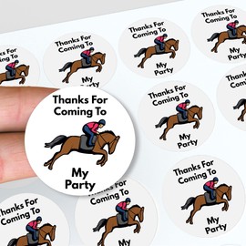 AK Giftshop Horse Riding Thank You Birthday Party Stickers for Party Bags & Sweet Cones (48 Stickers)
