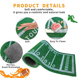 honeypet Artificial Grass Table Runners Synthetic Grass Table Runner 16 x 59 Inch Football Court Touch Down Football Birthday Party Decoration Boy Sport Home Dining Room Kitchen Table Decor