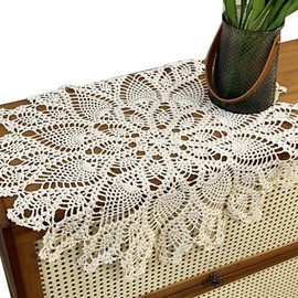 Nordic Round Vase Rug, 23.6 inches (60 cm), Table Center, Doilies Mat, Bellflower Placemat, Floral Tablecloth, Decoration, Photography Tool (Beige)