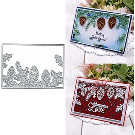 Pine Tree Nuts Frame Metal Die Cuts, Christmas Frame Card Metal Cutting Dies Cut Stencils for DIY Scrapbooking Cards Decorative Embossing Paper Dies for Scrapbooking Card Making