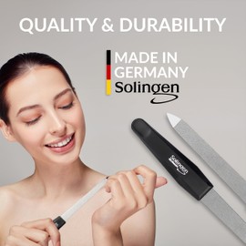 marQus Sapphire Nail Files Set - 6 Pcs with 3-Way Nail Buffer - Stainless Steel, Double Sided Sapphire Grit for Natural Nails, Solingen Germany - Professional Nail Care Kit