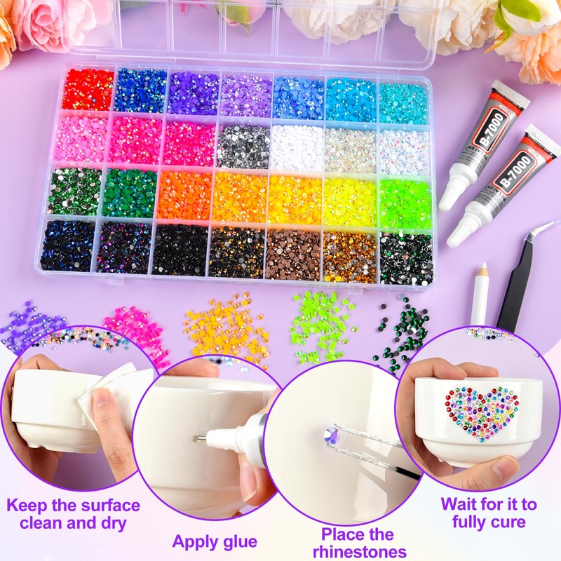 NEBURORA 30000 Pcs 28 Colors Resin Jelly Rhinestones for Bedazzling