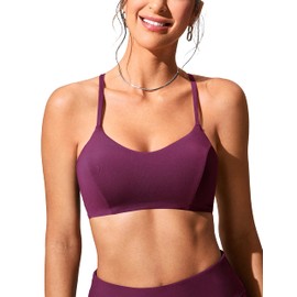 CRZ YOGA Women's Lace Crisscross Bikini Top Swim Sports Bra Workout Swimwear, fuchsia