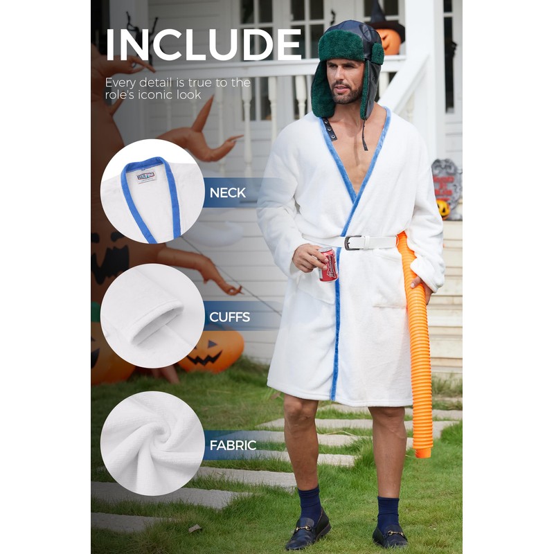 Mainfini 4 Pcs Men’s Holiday Cousin Robe Costume Set White