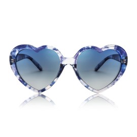 FEISEDY Heart Sunglasses Polarised Women's Heart Glasses for Party Valentine's Day Festival with UV400 Protection B2337, Blue Patterned