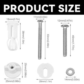 Xiciki 2 Pairs Toilet Seat Fittings, Universal Commode Seat Screws and Bolts, Toilet Seat Fixings, Expanding Rubber Top Nuts, Toilet Seat Fastener Bolt Kit for Fixing The Top Toilet seat