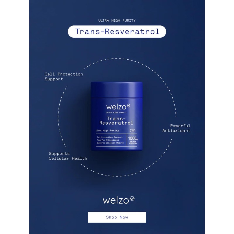 Welzo Ultra-High Purity Trans-Resveratrol 1000mg Capsules | 98% Standardised Japanese