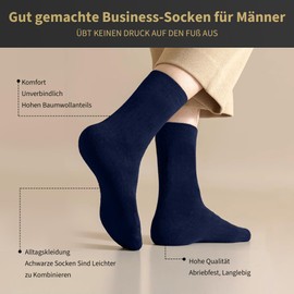 Lakpoau 10 Pairs Men's Black Business Socks Cotton Men's Socks Cotton Men & Women (Black, Dark Grey, Navy Blue), Black x 5 dark blue x 5