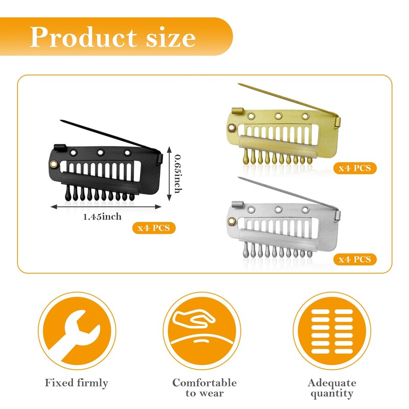 Luwrevc Chunni Clips with Safety Pins, 12Pcs Teeth Strong Dupatta