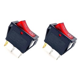 JZK 2x Red light ON OFF Rocker Switch 15A 250V 20A 125V AC, 3 Terminals SPST 3Pin Rocker Switch ON/OFF, rectangle ON-OFF power button switch KCD 3 pin