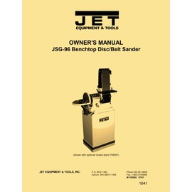 JET JSG-96 6" x 48" Belt / 9" Disc Sander Instructions Service Parts Manual