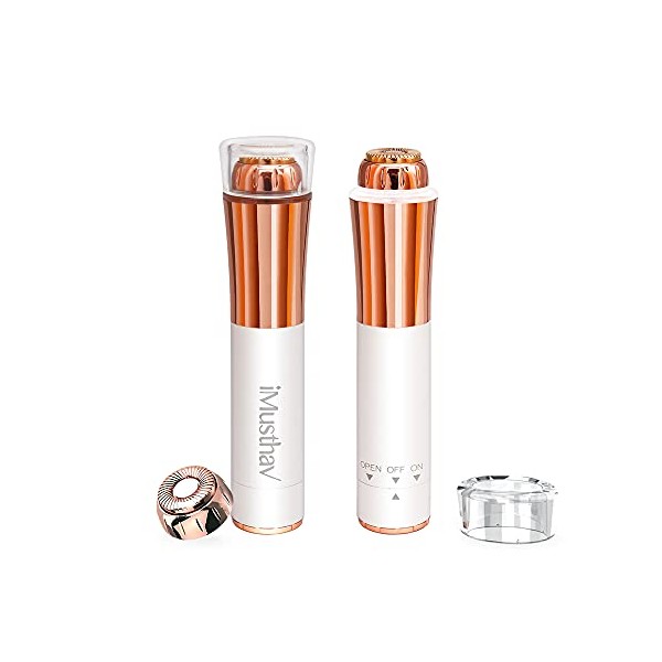 iMusthav Mini Facial Hair Remover for Women 18K Gold-plated hypoallergenic head, 360-degree LED light. Compact handbag friendly design Perfect maintaining a smooth hair free complexion (Crystal White)