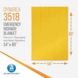 Dynarex Emergency Highway Blanket - Premium, Disposable and Water Repellent, Provides Full Coverage, Highly Visible for Safety, Yellow, 54” x 80”- 1 Case of 25 Emergency Highway Blankets